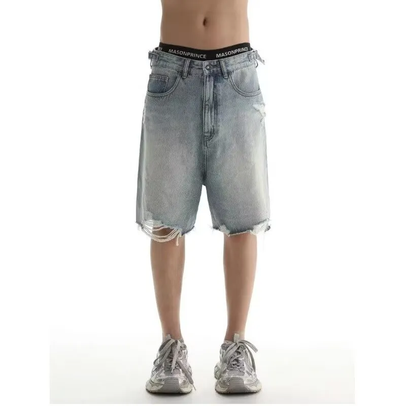 TONYBEAR Denim Shorts Men Light Blue-5