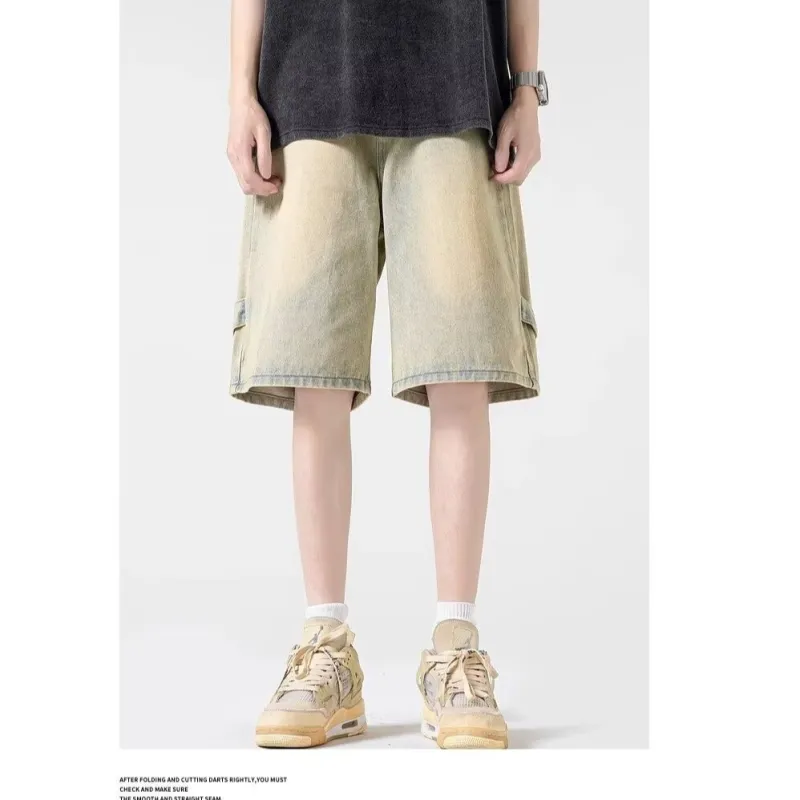 TONYBEAR Denim Shorts Men Cement-4