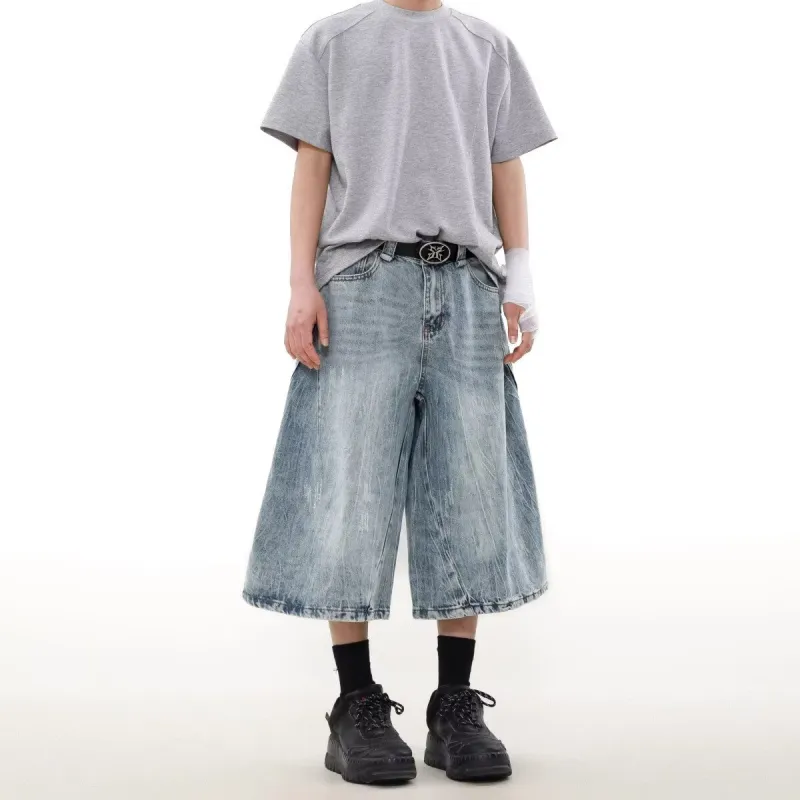 TONYBEAR Denim Shorts Men Blue-3