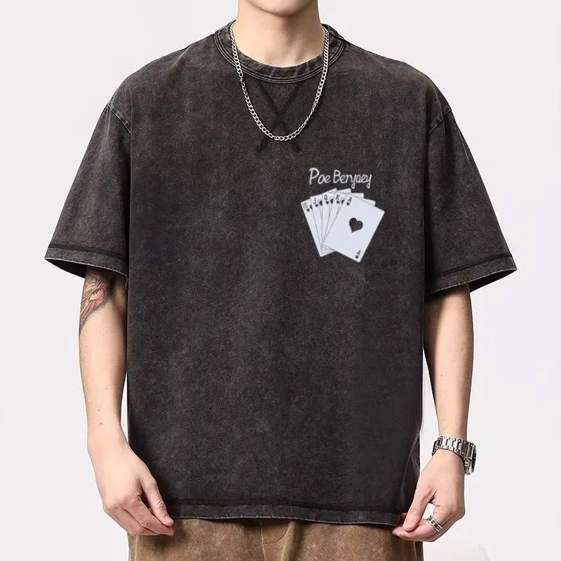 TONYBEAR Men's Casual Sports Loose Fit Lightweight Korean Style Ins Fashion Students T Shirt Men's Gray-2