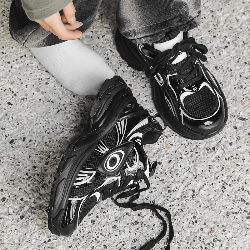 NICESS Moisture Wicking And Breathable Low Top Chunky Sneakers Unisex Black-3