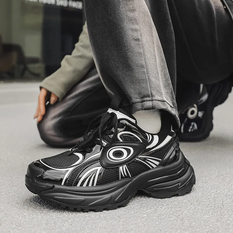 NICESS Moisture Wicking And Breathable Low Top Chunky Sneakers Unisex Black-5