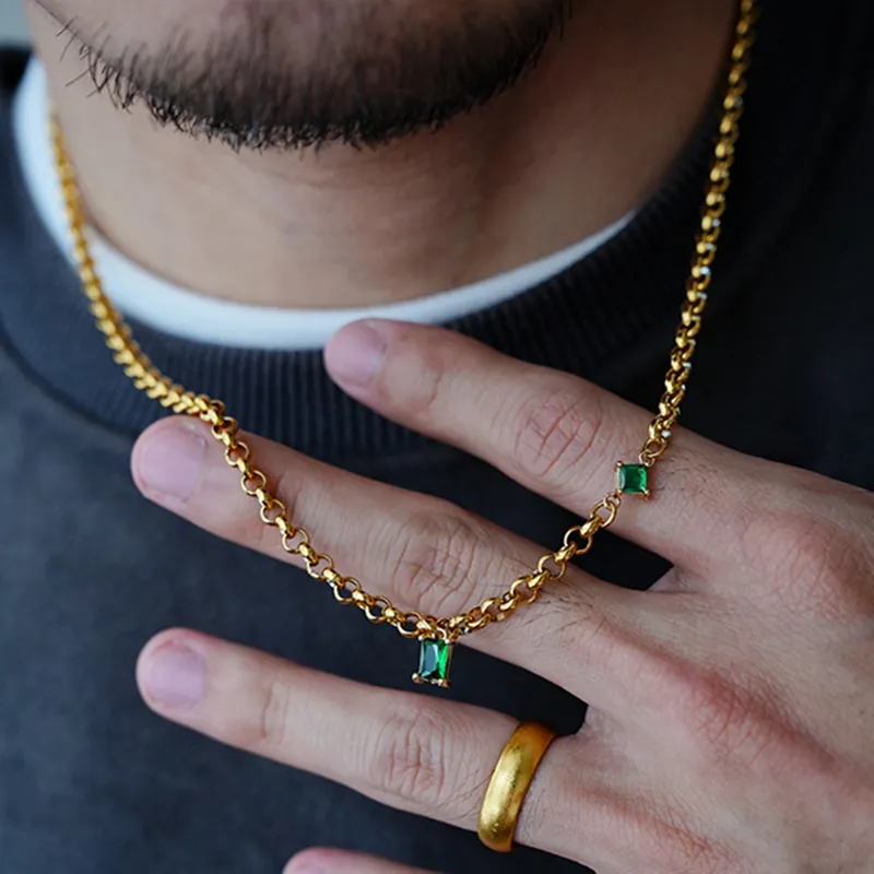 PUENTE Titanium Steel Necklaces Men's Gold-1