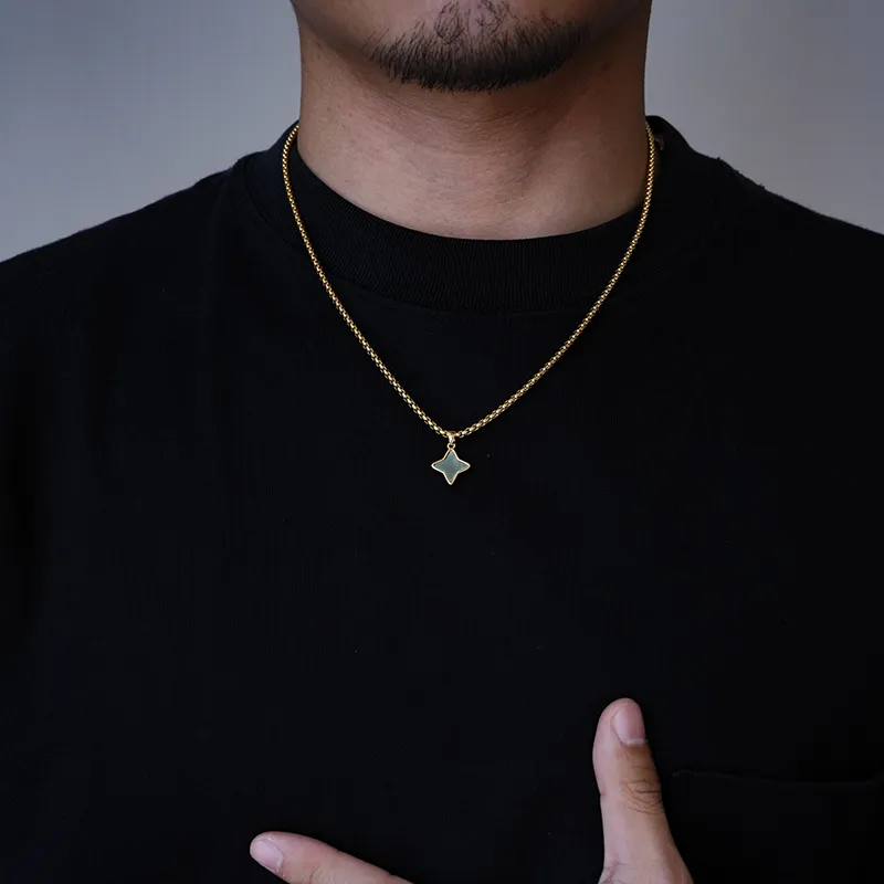 PUENTE Titanium Steel Necklaces Men's Gold-3
