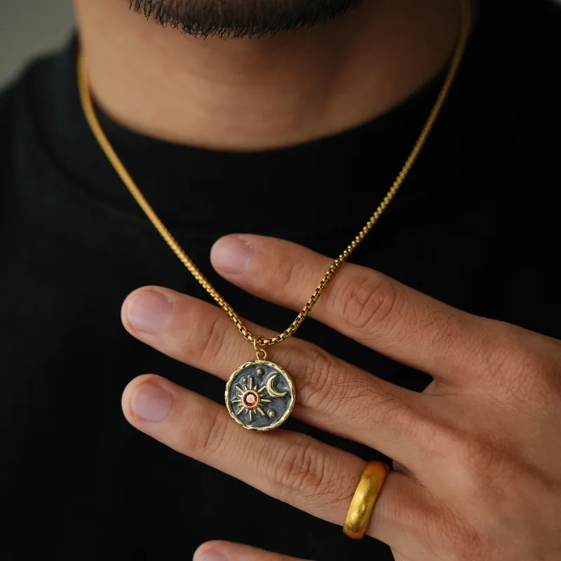PUENTE Titanium Steel Necklaces Men's Gold-1