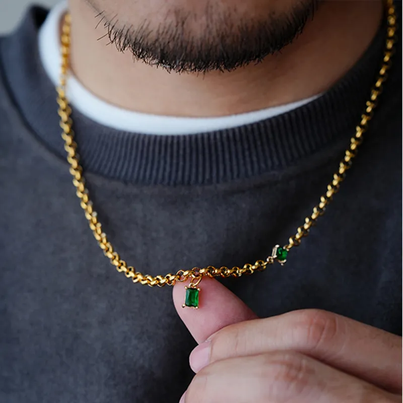 PUENTE Titanium Steel Necklaces Men's Gold-2