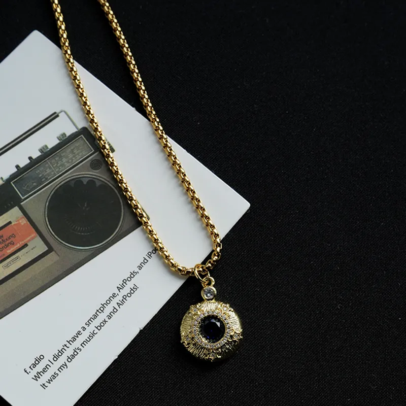 PUENTE Titanium Steel Collarbone Chain Men's Gold-5