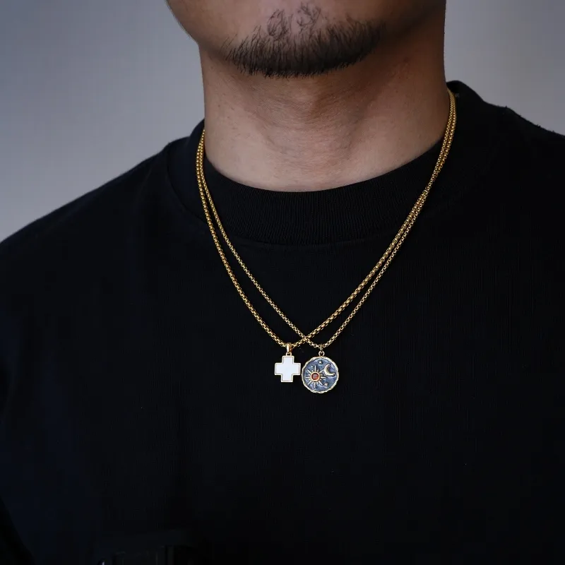 PUENTE Titanium Steel Necklaces Men's Gold-4