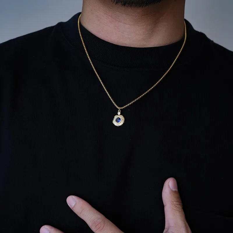 PUENTE Titanium Steel Collarbone Chain Men's Gold-3