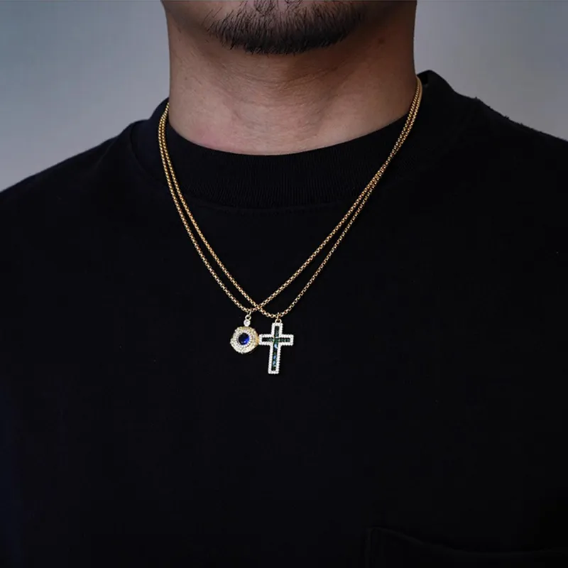 PUENTE Titanium Steel Collarbone Chain Men's Gold-4