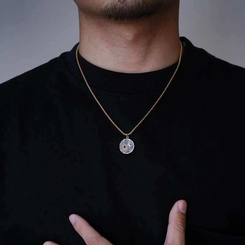 PUENTE Titanium Steel Necklaces Men's Gold-3