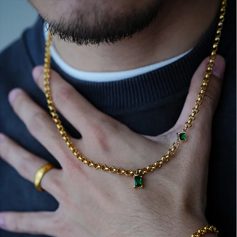PUENTE Titanium Steel Necklaces Men's Gold-3