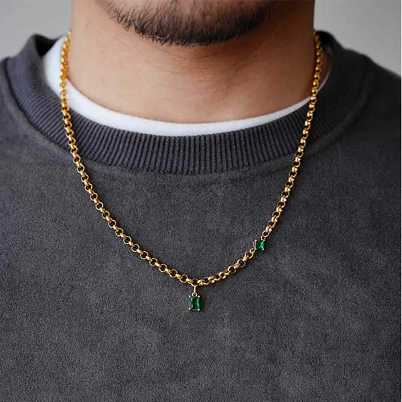 PUENTE Titanium Steel Necklaces Men's Gold-4