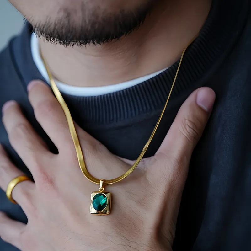 PUENTE Zircon Necklaces Men's Gold-3