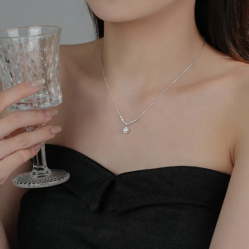 PUENTE S999 Silver Inlaid Cubic Zirconia Necklaces Women's-3