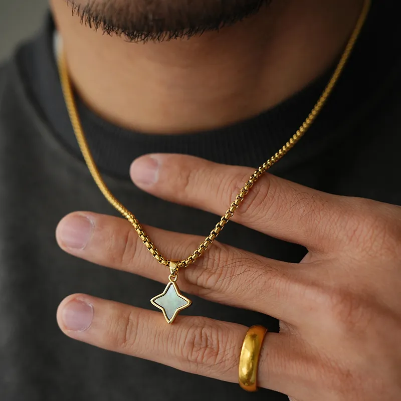 PUENTE Titanium Steel Necklaces Men's Gold-1