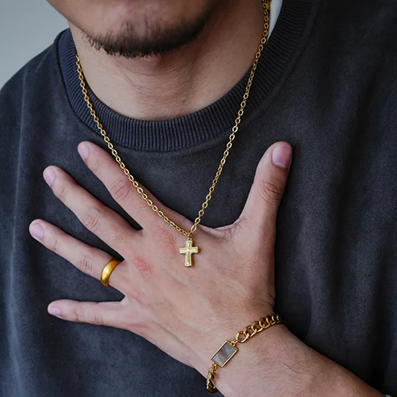 PUENTE Titanium Steel Collarbone Chain Men's-2