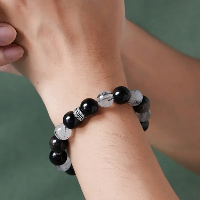 PUENTE Silver Sheen Obsidian Bracelets Men's-1