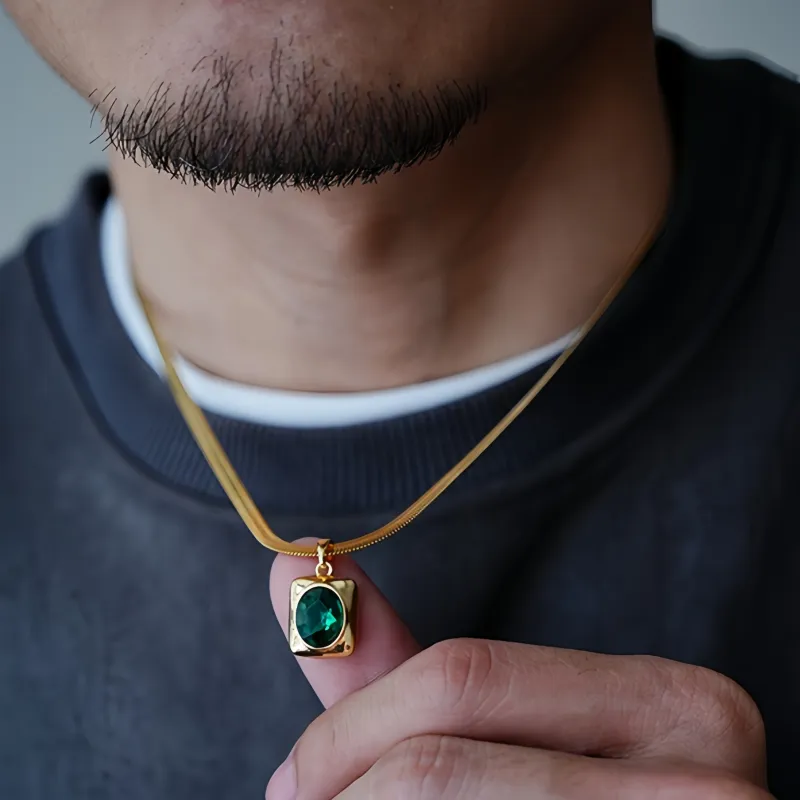PUENTE Zircon Necklaces Men's Gold-2