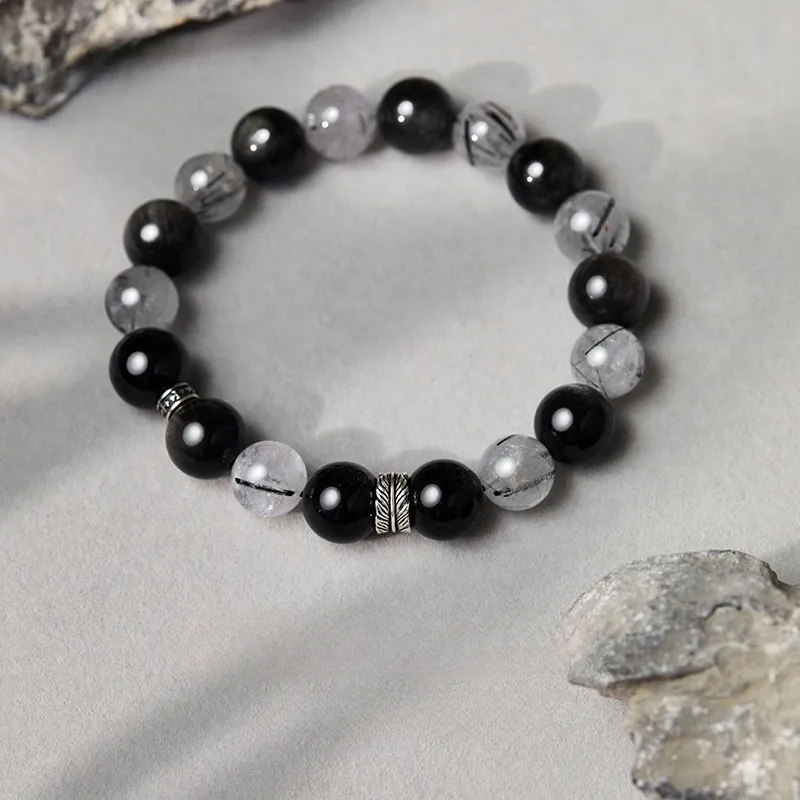 PUENTE Silver Sheen Obsidian Bracelets Men's-4