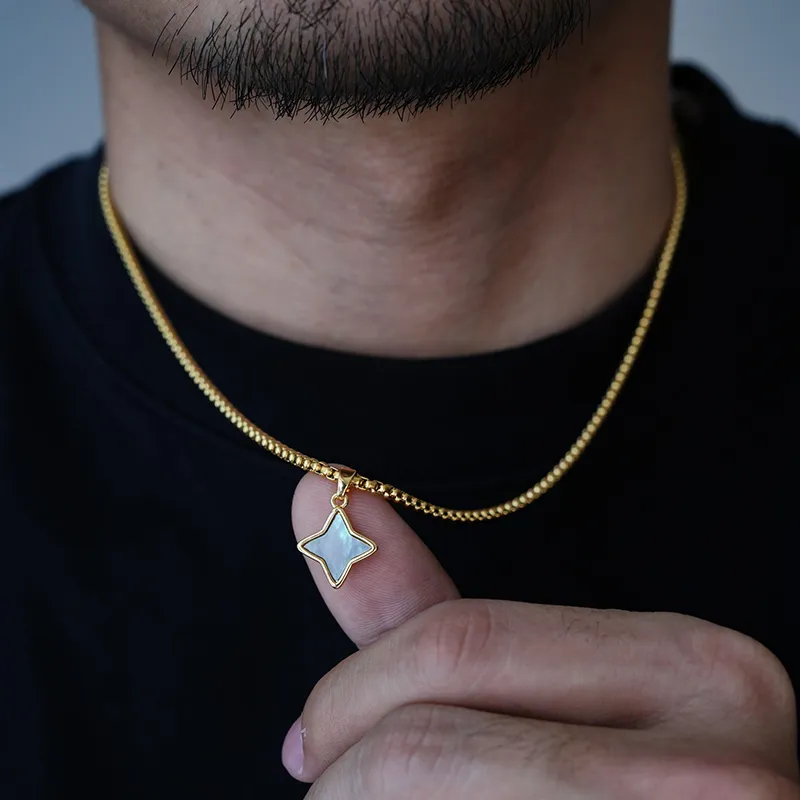 PUENTE Titanium Steel Necklaces Men's Gold-2