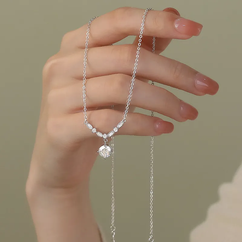 PUENTE S999 Silver Inlaid Cubic Zirconia Necklaces Women's-2