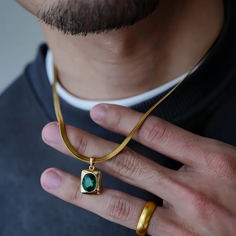 PUENTE Zircon Necklaces Men's Gold-1