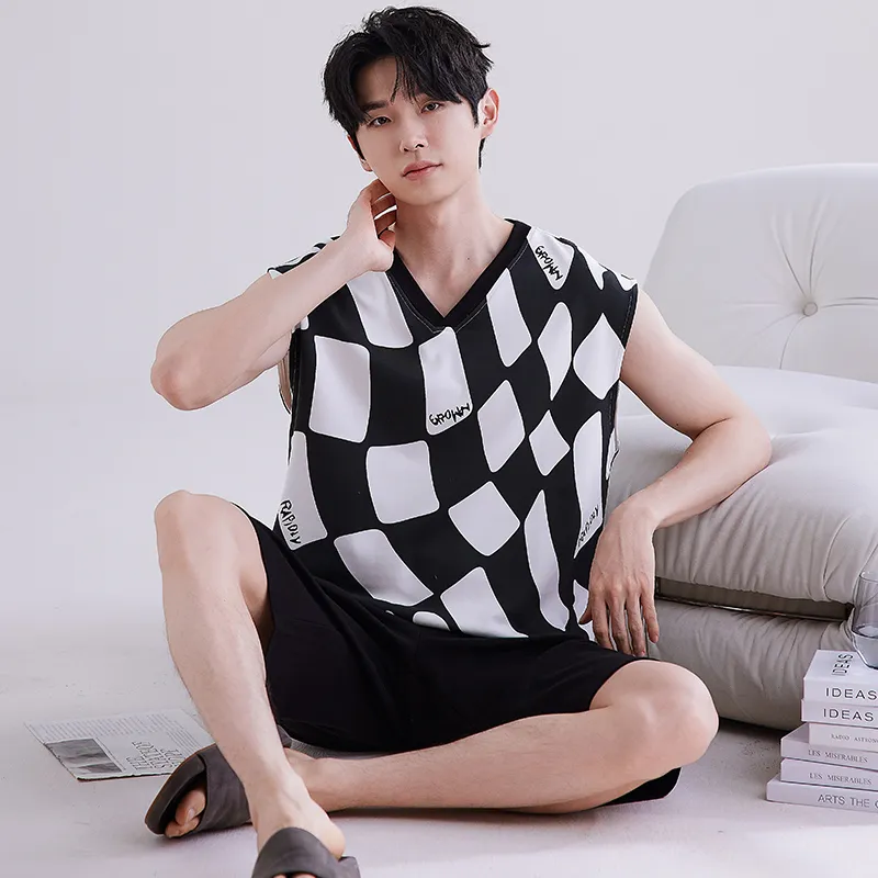 ROUKEER Men Pajama Sets-43