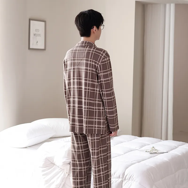 ROUKEER Pajama Set Men's Dark Brown-1