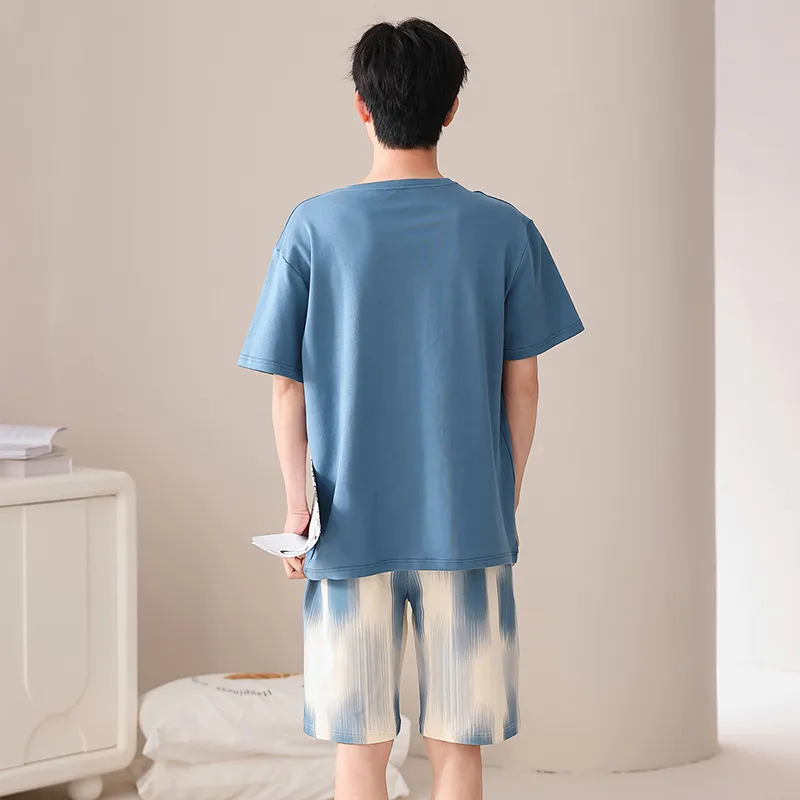 ROUKEER Pajama Set Men's Royal Blue-1