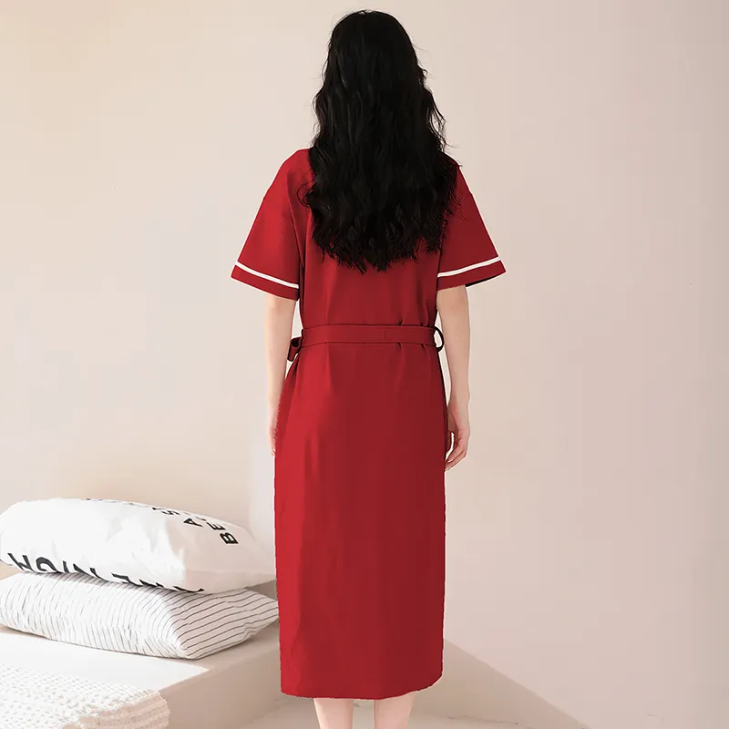 ROUKEER Pajama Robe Women's Red-1