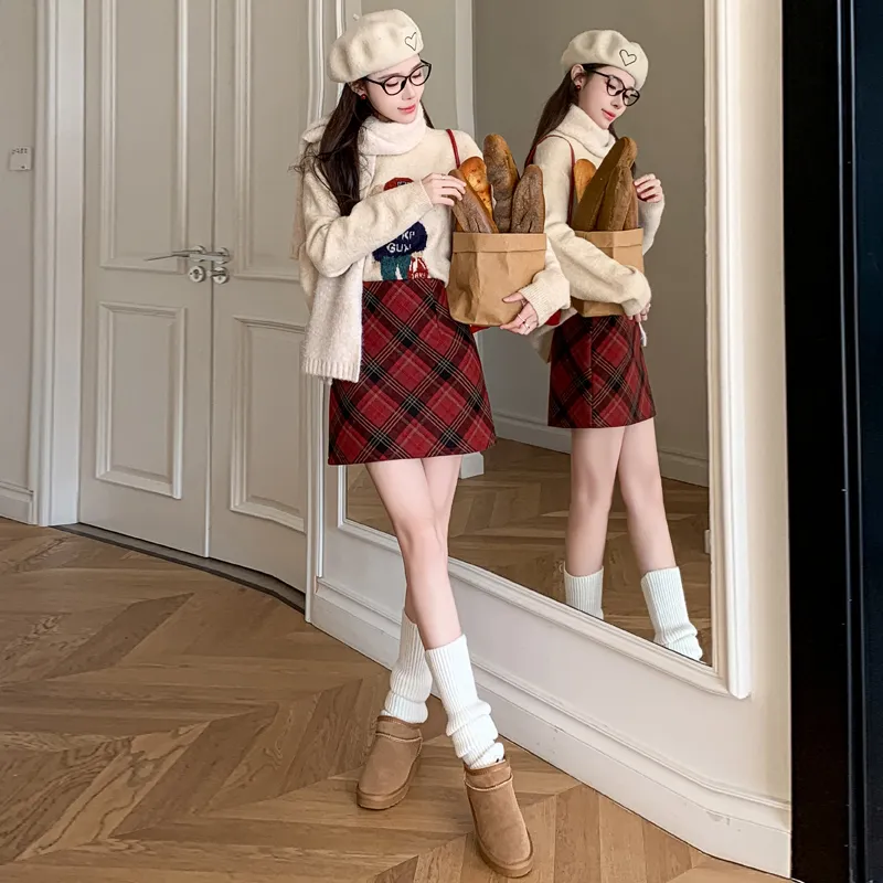 MM Casual Short Skirts Women's Red-4