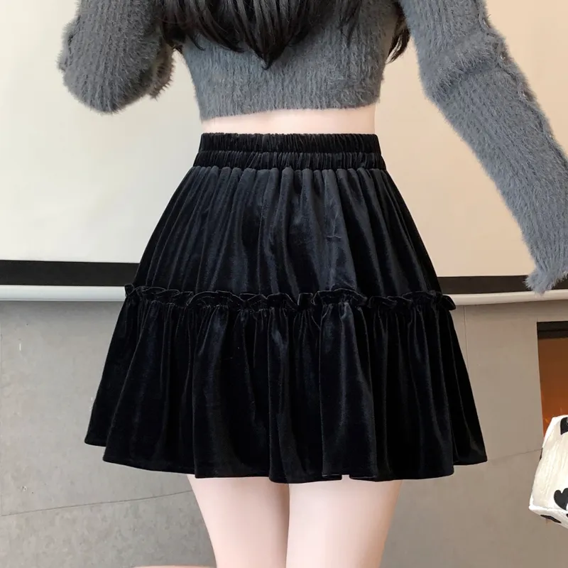 MM Casual Short Skirts For Fall And Winter Women's Black-2