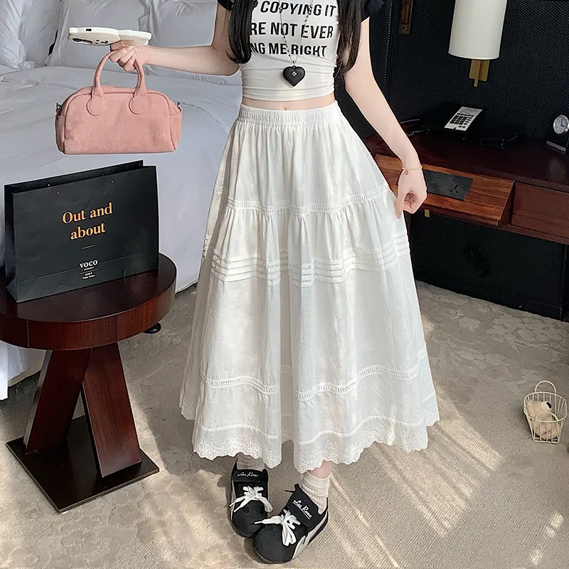 MM Casual Long Skirt Women's White-3