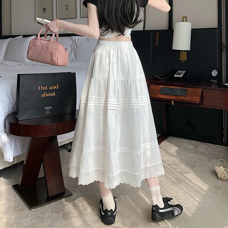 MM Casual Long Skirt Women's White-1