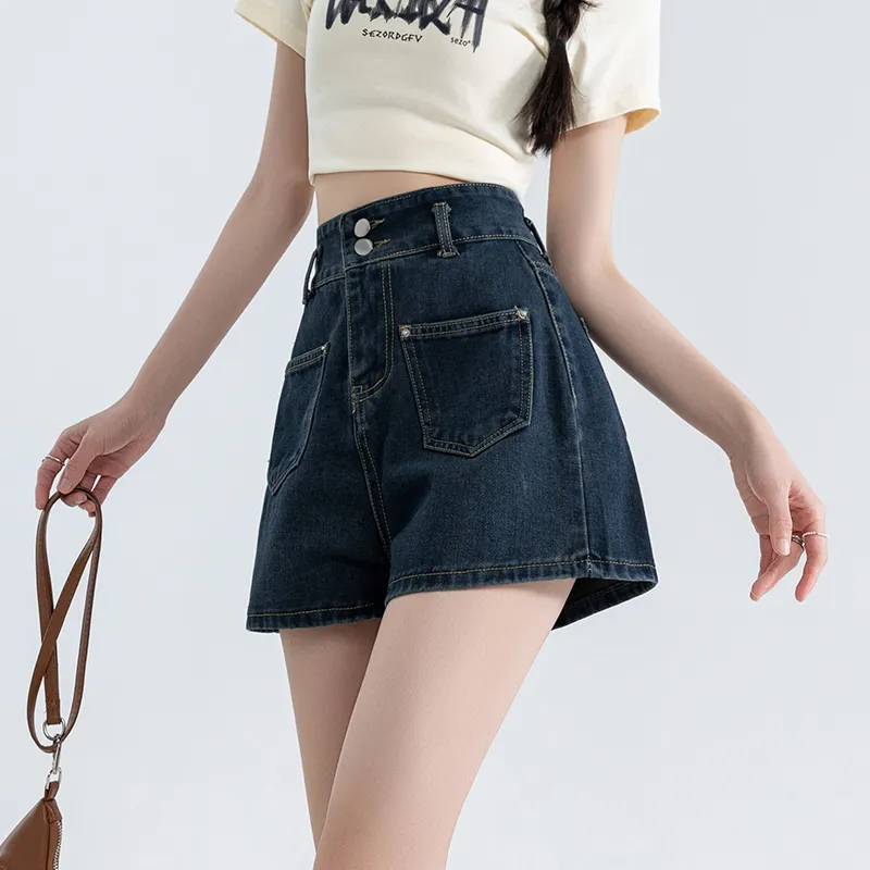 MM Denim Shorts Women's Blue Gray-3