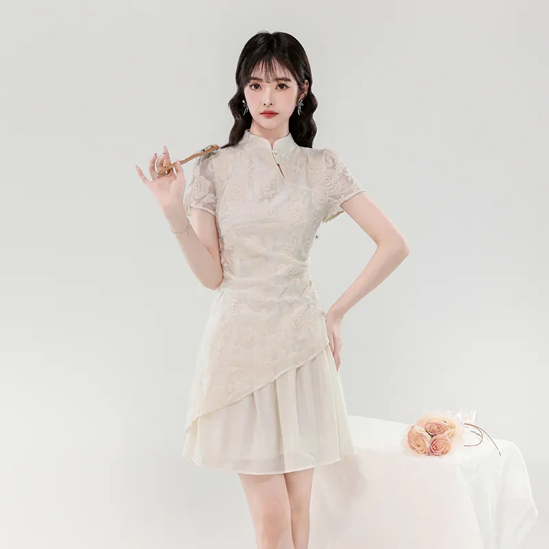 Mm Short Sleeved Dresses Women's Apricot-1
