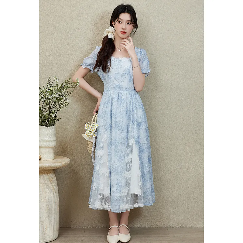 Mm Short Sleeved Dresses Women's Blue-3