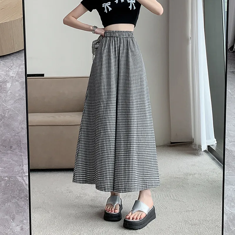 Mm Casual Pants Women's Black White Plaid-6
