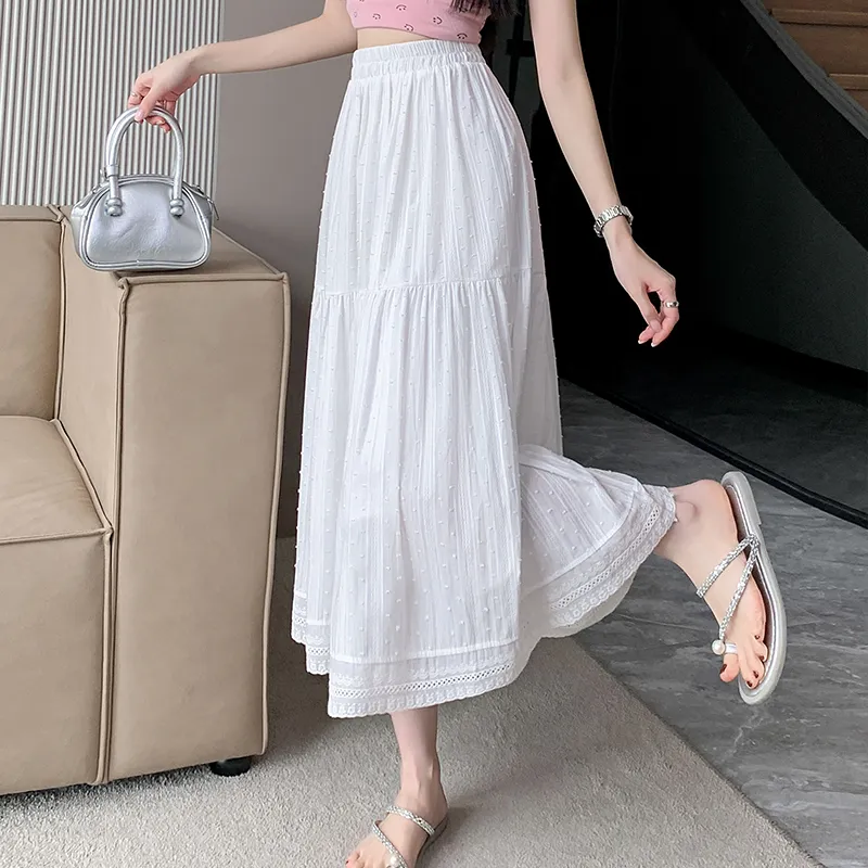 Mm Casual Long Skirts Women's White-3