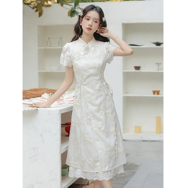 Mm Short Sleeved Dresses Women's Apricot-3