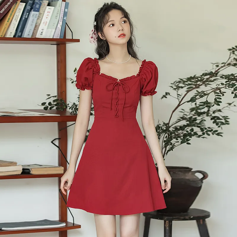 MM Short Sleeved Dress Women's Red-1