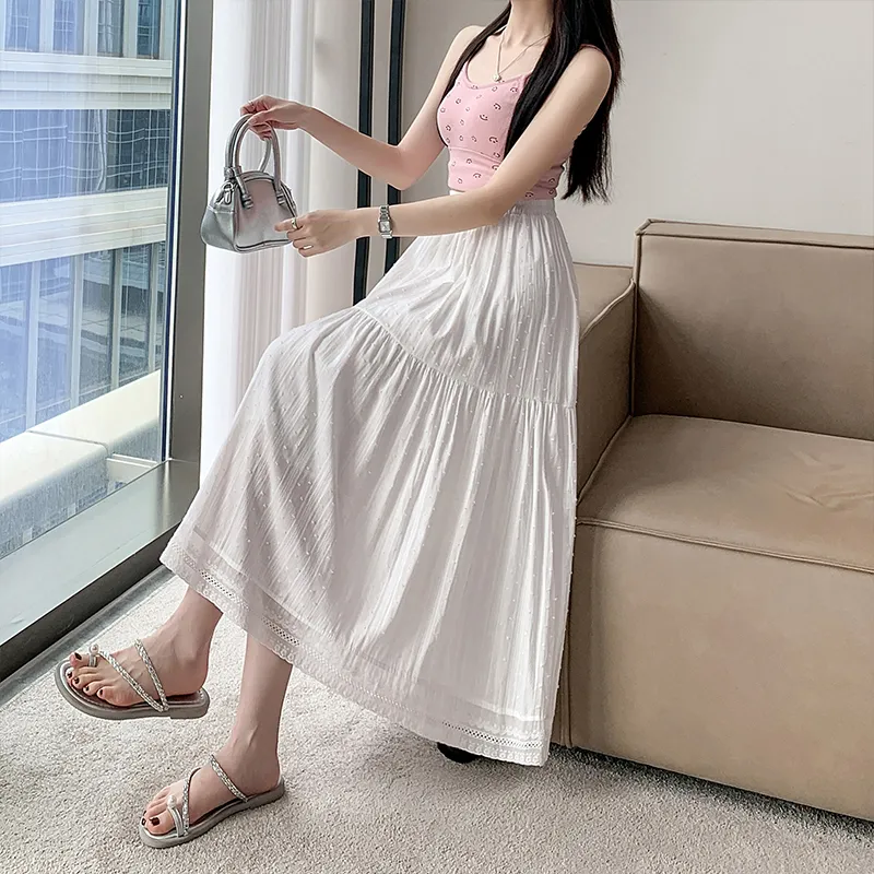 Mm Casual Long Skirts Women's White-5