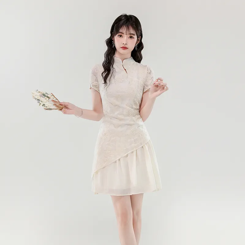 Mm Short Sleeved Dresses Women's Apricot-2