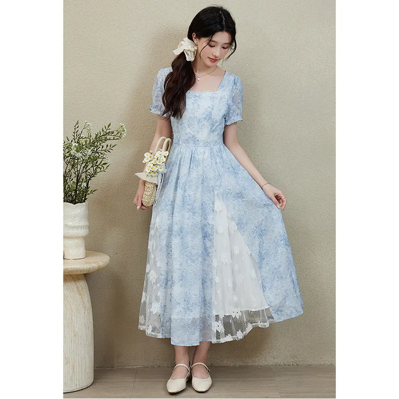 Mm Short Sleeved Dresses Women's Blue-2