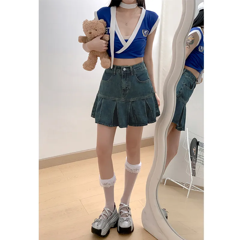 Mm Denim Short Skirts Women's Vintage Blue-1