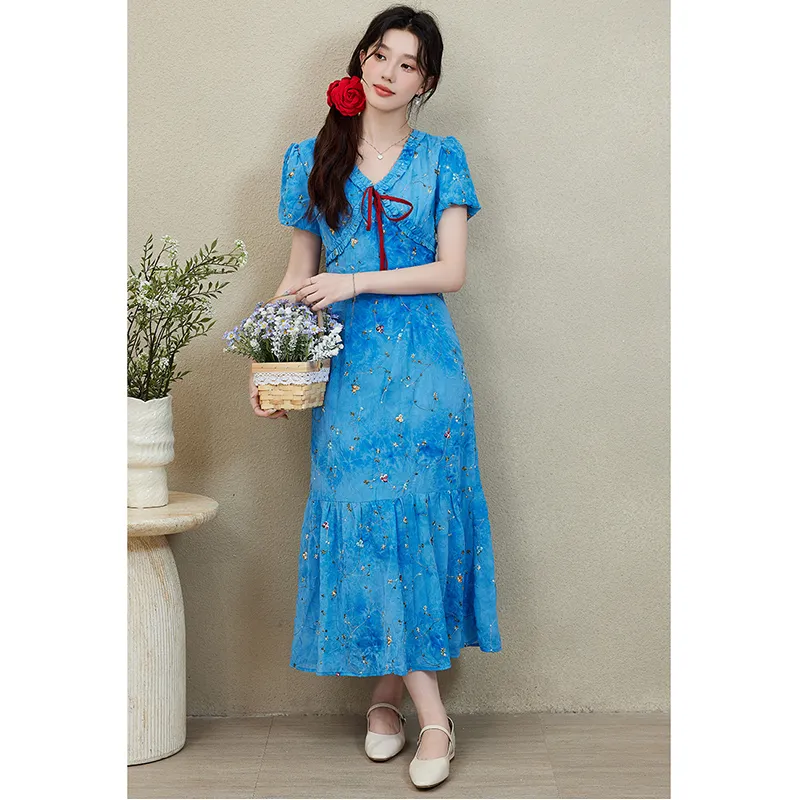 Mm Short Sleeved Dresses Women's Blue-1