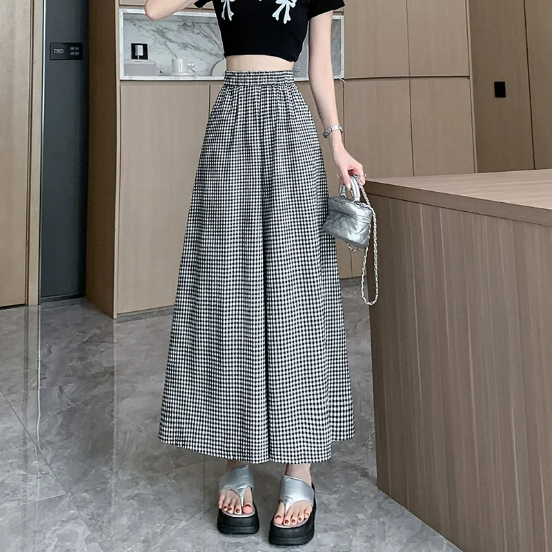 Mm Casual Pants Women's Black White Plaid-2