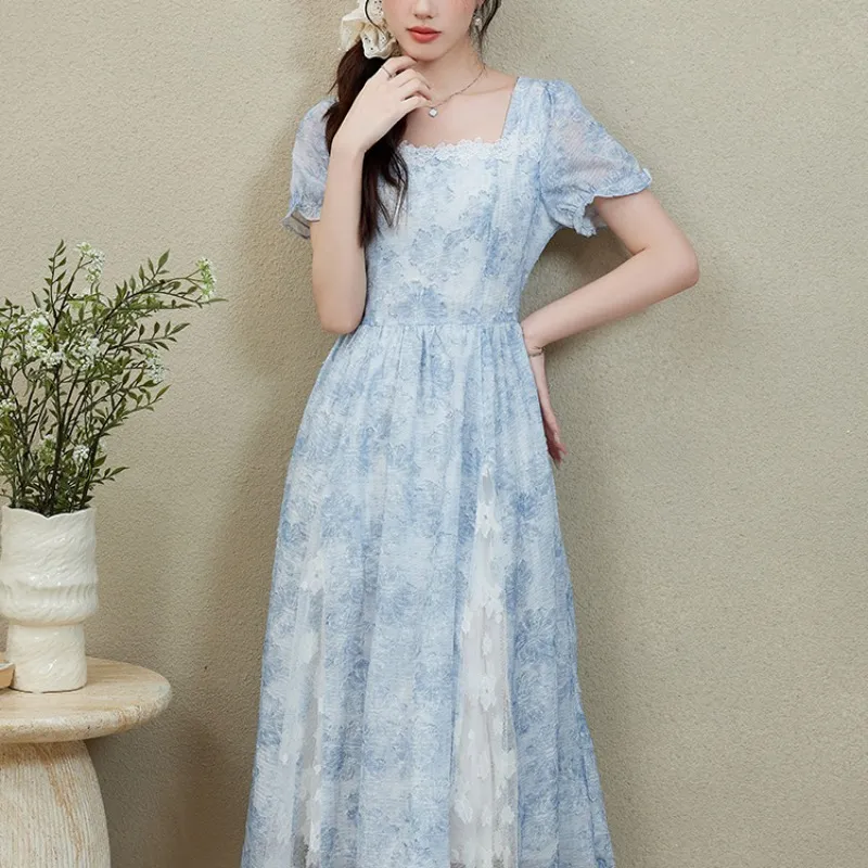 Mm Short Sleeved Dresses Women's Blue-5