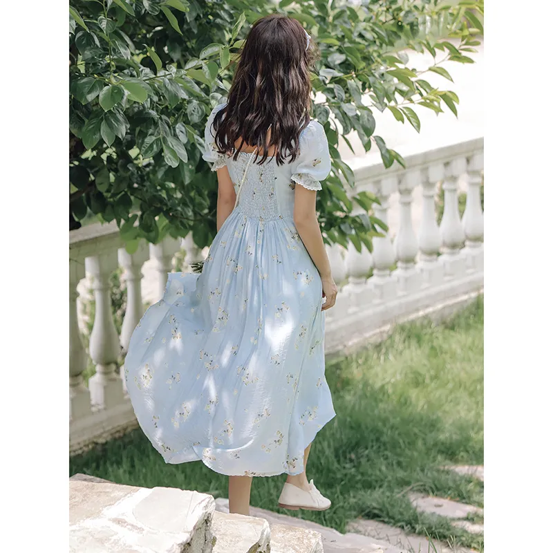 Mm Short Sleeved Dresses Women's Blue Print-4